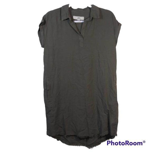 Thread and Supply Olive Green Lyocell Raw Hem Dress Size XS - Picture 1 of 7